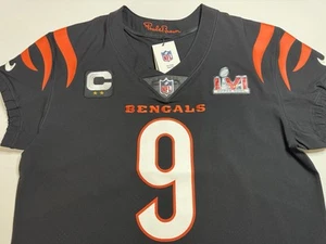 Maglia Medium 40 Joe Burrow #9 Vapor Elite Nera Super Bowl 56 LVI Bengals - Foto 1 di 14