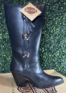 Harley Davidson Black Nadia Dress Tassel Woman’s Size 7m Boots D85330 2006 DS - Picture 1 of 13