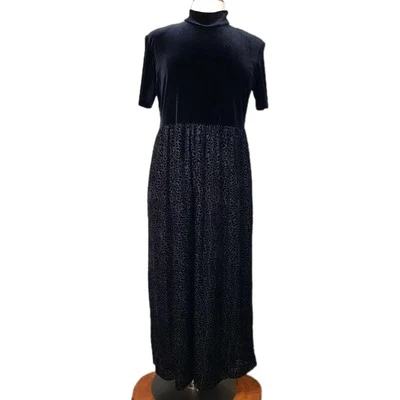 复古 90 年代天鹅绒倦怠长裙女式 18 黑色奇思妙想哥特深浪漫魅力 — 第 1/4 张图片