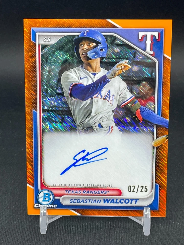 2024 Topps Bowman Chrome - Orange Shimmer - Sebastian Walcott - Autograph - #/25 - Image 1 of 4