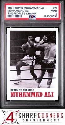 2021 TOPPS MUHAMMAD ALI THE PEOPLE'S CHAMP #27 MUHAMMAD ALI HOF POP 2 PSA 9 - Image 1 of 3