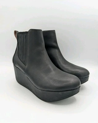 Yellow Box Belin Black Zip Up Wedge Bootie Ankle Boots Womens US 9.5 - Image 1 of 4