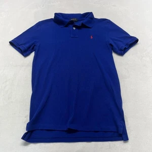 Polo Ralph Lauren Polo Shirt Boys Large 14-16 Blue Short Sleeve Cotton Mesh Pony - Picture 1 of 11