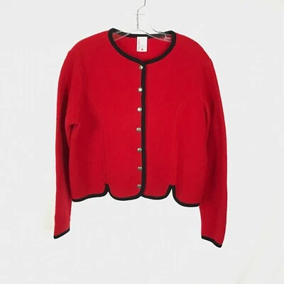 Small Hanna Andersson Vintage Pure Boiled Wool Contrast Trim Cardigan Sweater - Image 1 of 3