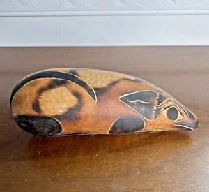 Arte popular vintage tallado a mano calabaza armadillo animales salvajes ratón rata 9" - Imagen 1 de 9