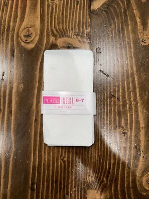 NWT The Childrens Place Girls Size 6-7 Tights Single Pair - White - Image 1 of 3