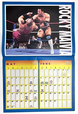 Póster calendario de lucha libre doble cara WWF ROCKY MAIVIA the rock 10,75 x 16,5 Foto 1 de 2