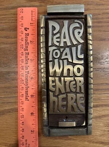 Mid Century Solid Brass Door Knocker “Peace To All Who Enter Here” 1969 Israel - Picture 1 of 8