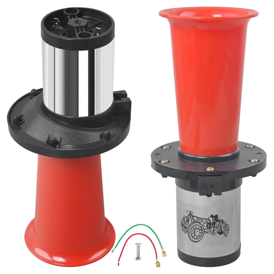 12V Vintage Hupe – 110dB, Kuhhorn-Design,für Oldtimer,Universell,1-Bolzenmontage - Bild 1 von 4