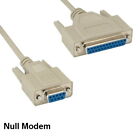 10&#39; Null Modem DB9 Female to DB25 Female Cord 28AWG RS232 Printer Data Crossover