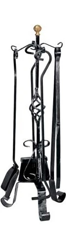 DecHome Piantana Camino Kit Pigna Ferro Battuto + Pomi Ottone H.cm 70 Cf=Pz 5 - Immagine 1 di 1