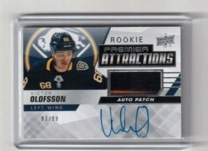 2019-20 UD Premier Rookie Premier Attractions Auto Patch Victor Olofsson Sabres - Picture 1 of 2