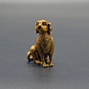 1X Home Brass Mini Foxhound Statue Dog Figurines Ornaments Sculpture Cute Decor - Picture 1 of 8
