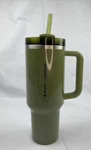 Stanley Starbucks Olive Green Pearl 40oz Tumbler Glitter Fall Release 2024 *New* - Picture 1 of 6