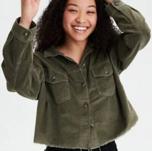 American Eagle Outfitters Women's Corduroy Cropped Raw Hem Jacket Size Large - Picture 1 of 12