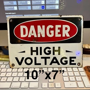 DANGER HIGH VOLTAGE HEAVY METAL SIGN (10"x7") USED - Picture 1 of 2