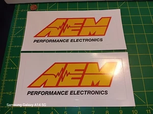 PAR DE PEGATINAS AEM ORIGINALES DE HOLLEY NUEVO STOCK ANTIGUO - Imagen 1 de 2