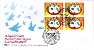 Cubierta Primer Día Administración Postal de las Naciones Unidas 1996 Plea For Peace 32 Céntimos - Imagen 1 de 1