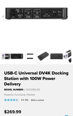 New Targus DOCK182-A1 USB-C Dual 4K Docking Station 100W PD - SHIPS FREE! - Image 1 of 2