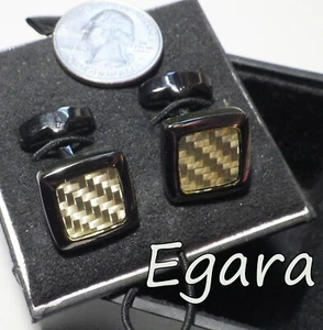 Auffallend signiert EGARA schwarz Metall mit Goldstrang Webdesign Manschettenknöpfe neu im Karton 49 $ - Bild 1 von 11