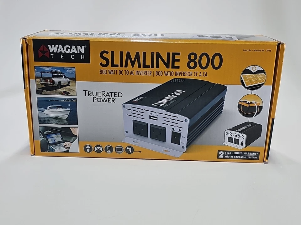 Wagan EL3718 800 Watt DC to AC Power Inverter with 2 AC Outlets 2 USB Brand New - Image 1 of 4