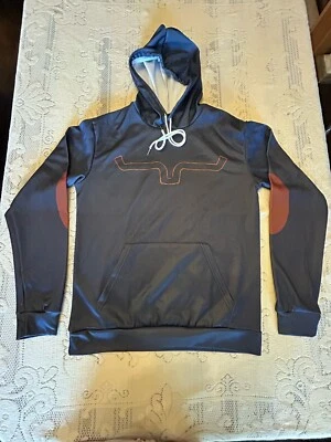 Hombre Talla L Manga Larga Rancho Cuernos Gris Camisa Jersey Capucha Cordones NUEVO Foto 1 de 4