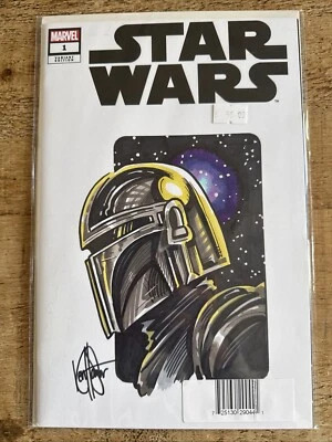 Star Wars Mandalorian 2020 1 Blank Sketch Variant By Ken Haeser Dynamic Forces - Image 1 of 2