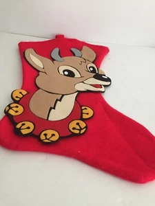 Hängender Weihnachtsstrumpf Rentier/Glocken Kragen Schnee Ornament 16 1/4" x 12" - Bild 1 von 6