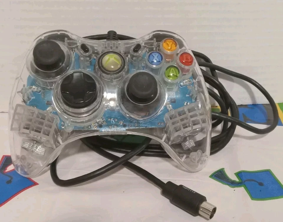 Xbox 360 Afterglow Clear Blue Wired Controller PL-3602 - No Breakaway  - Image 1 of 3