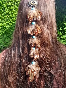 Boho Hippie Feder Haarschmuck - Indianerschmuck - 1 Strang, Länge 30cm - Bild 1 von 1