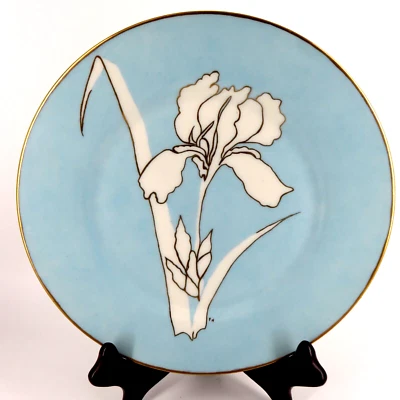 Plato para servir galletas porcelana vintage H&C HAVILAND LIMOGES 9,5" azul blanco iris Foto 1 de 4