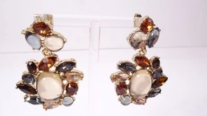 NWT Banana Republic Mixed Gemstone Mirror  Metal Flowers Drop Earrings NWT 58 - Picture 1 of 6