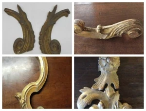Lotto di fregi frammenti dorati antichi legno - Foto 1 di 14