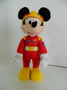 DISNEY MICKEY MOUSE RACE CAR DRIVER ONLY, TALKS/SINGS, 14" TALL, JUST-PLAY ITEM - Picture 1 of 9