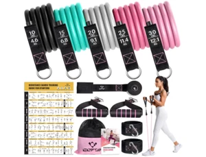 Resistance Bands with Handles for Women, 5 Level Exercise 10-100 LBS Colour - Picture 1 of 7