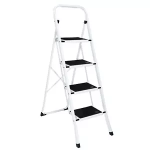 4 Step Ladder Anti-Slip Pedal Sturdy Steel Ladder Handgrip Lightweight 330lbs - Picture 1 of 12