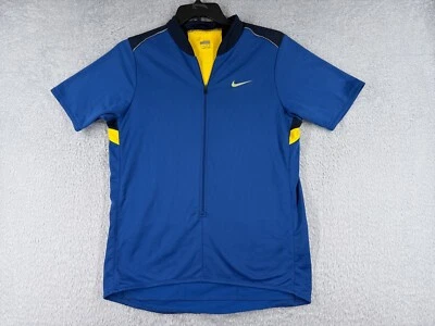 Camiseta de Ciclismo Nike DE COLECCIÓN Adulto Extra Grande Azul Amarillo 1/2 Cremallera Ajuste Seco Poliéster Foto 1 de 4