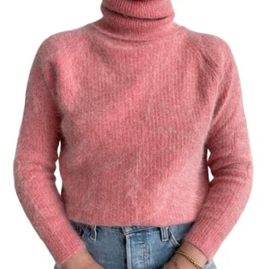 Vintage 80s Womens Casual Corner Salmon Pink Fluffy Soft Sexy Angora Sweater - Picture 1 of 11