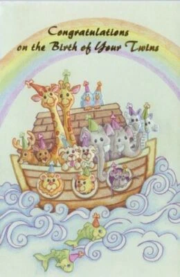 Popular Greetings New Baby Card: Twins! Noah's Ark--Gather Them Two By Two!