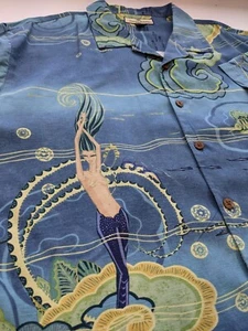 rare Tommy Bahama Mens Underwater Hawaiian Mermaid Pinup Silk Shirt Size XL - Picture 1 of 12
