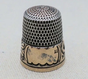 Sterling Silver ~ SIMONS GILT RIM THIMBLE ~ Vintage Size 11 & Monogram Ready - Picture 1 of 5