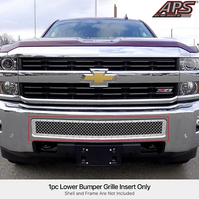 Fits 2015-2019 Chevy Silverado 2500HD/3500HD Bumper Chrome Rivet Mesh Grille - Image 1 of 4