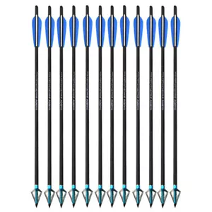 12pc 17/20/22" Archery Carbon Bolts Arrows Blade Arrowheads Bow Hunting Shooting - Picture 1 of 10