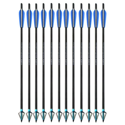 12pc 17/20/22" Archery Carbon Bolts Arrows Blade Arrowheads Bow Hunting Shooting - Image 1 of 4