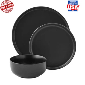 12-Piece Stoneware Dinnerware Set Microwave Safe Dishwasher Safe Elegant Design - Picture 1 of 4