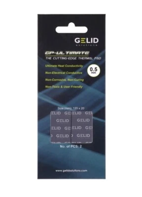 2 x Pack of Gelid Solutions GP Ultimate 0.5mm Thermal Pads 120 x 20 x 0.5 mm - Image 1 of 4