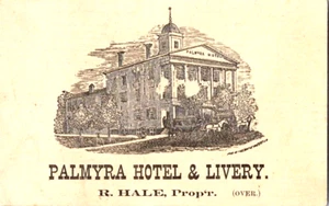 Palmyra Hotel and Livery multi advertising trade card a51 - Picture 1 of 2