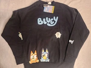 Unisex LARGE "BLUEY" Crew Neck Black Long Sleeve Sweatshirt Brand New W Tags - Picture 1 of 6