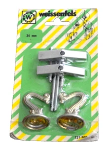 WEISSENFELS Two Brass Finish Swag Hooks #121-900-215 NIP 34 mm Vintage - Picture 1 of 3