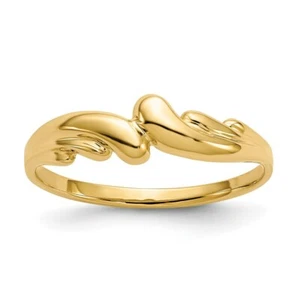 Real 14kt Yellow Gold Polished Swirl Dome Ring S:7 - Picture 1 of 7